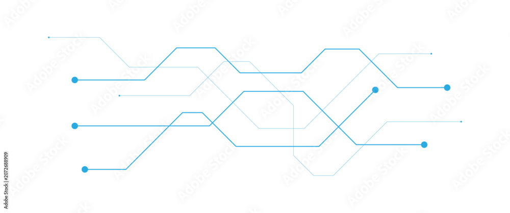 Obraz premium White circuit board background. Technology concept. Horizontal tech web banner design for presentation and banner. Network pattern. Cyber vector illustration