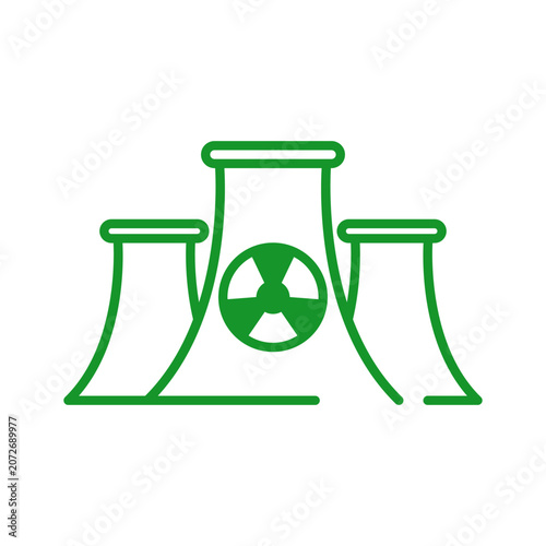 Nuclear electricity line icon, sustainable power generation symbol for clean renewable energy and atomic technology design concept