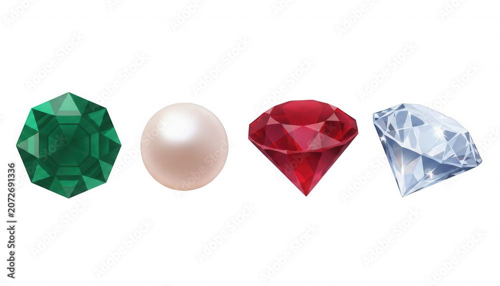 Fototapeta premium Collection of Precious Gemstones and Pearl