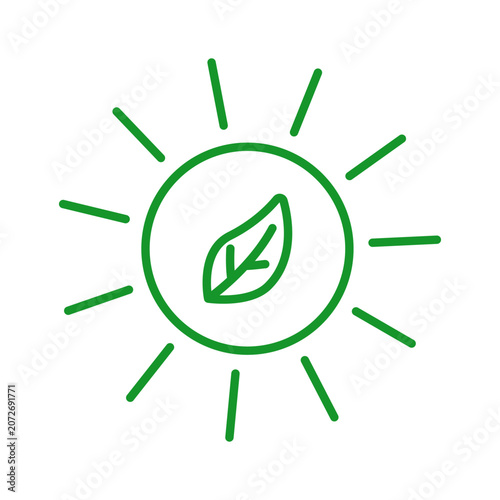 Sustainable solar energy line icon, renewable power symbol for eco-friendly photovoltaic electricity and clean technology design