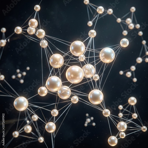Abstract 3d network structure with glowing spheres and interconnected lines