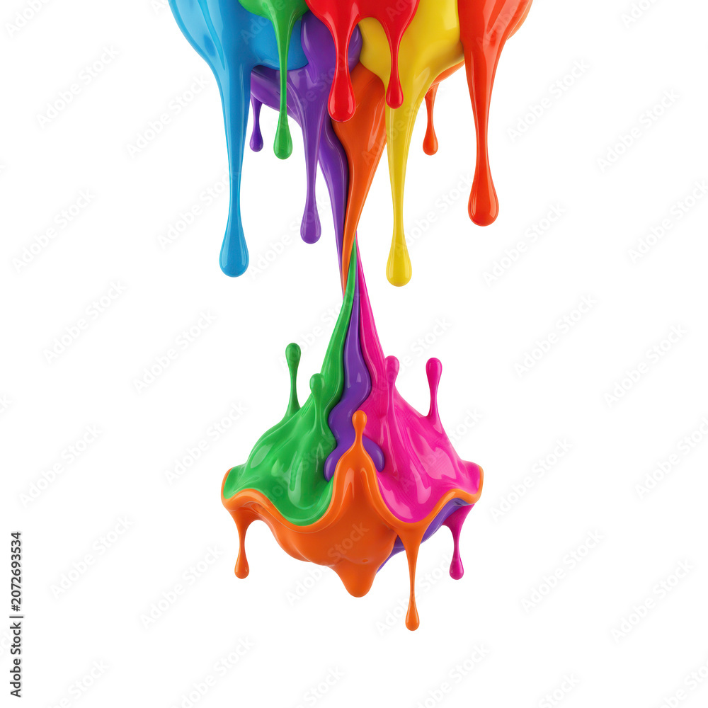 Fototapeta premium Colorful Liquid Paint Splashing and Dripping
