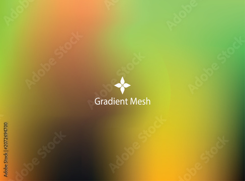 Vibrant green and orange gradient mesh background, with soft color transitions