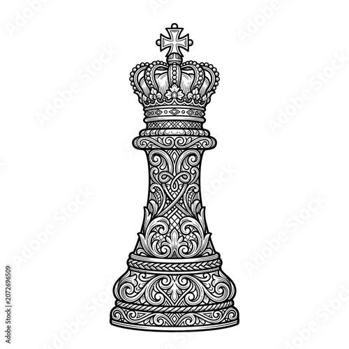 Ornate Chess King Piece Silhouette