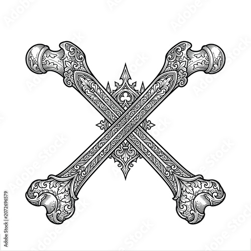 Ornate Crossbones Tattoo Design