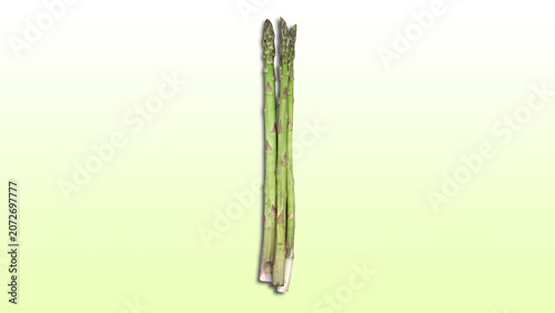 Bild auf Leinwand A bunch of fresh green asparagus stalks arranged vertically.