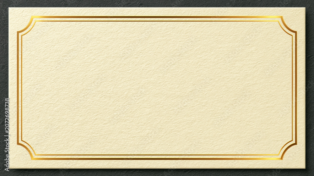 Fototapeta premium Official certificate paper texture blank gold border cream background elegant frame