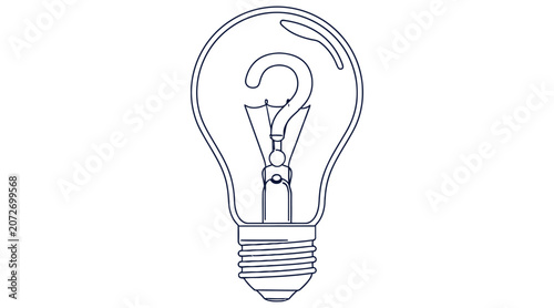 Light Bulb with Question Mark Filament Outline Concept Icon