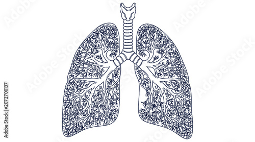 Human Lungs with Decorative Botanical Branch Pattern Illustration