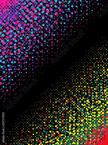 Multicolored Halftone Pattern on Black Background