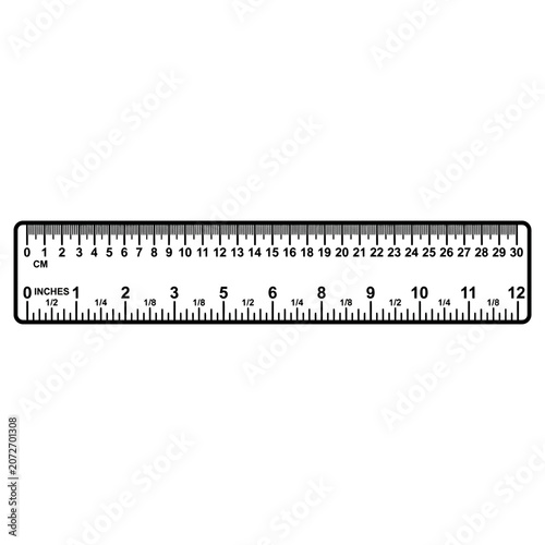 Ruler 30cm 12 Inch Measurement Tool Isolated White Background