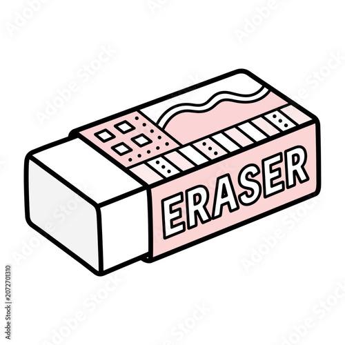 Pink Eraser with Pattern and Text
