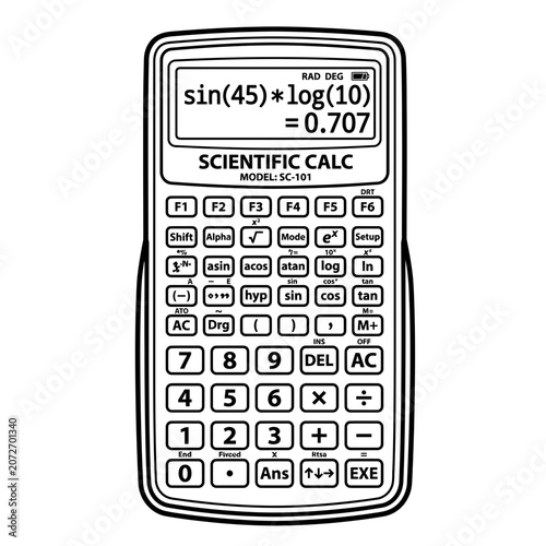 Scientific calculator displaying a math equation on screen