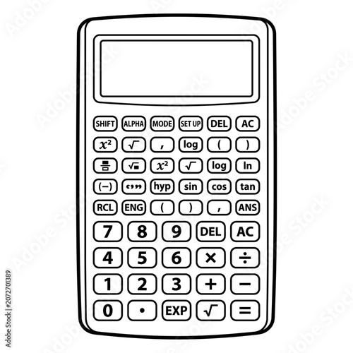 Scientific Calculator Line Art - Math and Science Tool