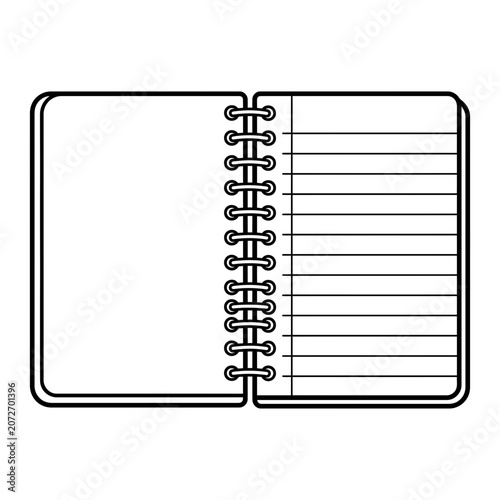 Open spiral notebook with blank pages.