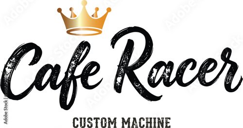 Obraz na płótnie Cafe racer custom machine logo with golden crown