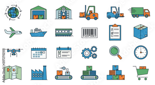 Logistics and Shipping Icons Set.