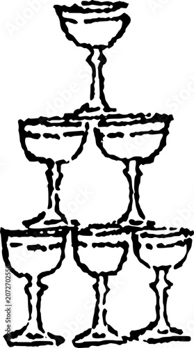 Hand Drawn Champagne Tower Vector Illustration