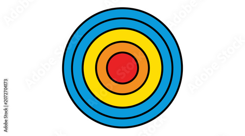 Concentric Circles Target - Red, Orange, Yellow, Blue on White Background