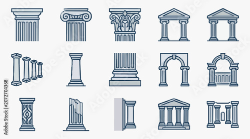 Foto Elegant Collection of Classic Architectural Columns and Structures in Monochroma