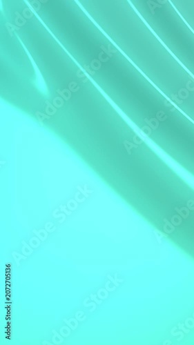 Abstract teal silk fabric motion background, smooth wavy liquid texture