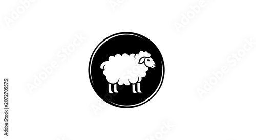 Black and white sheep logo simple vector illustration on white background