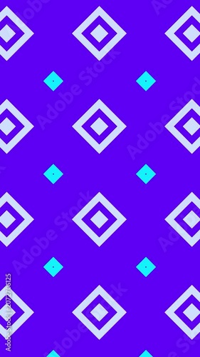 Neon geometric diamond pattern motion background, in vibrant purple, and cyan