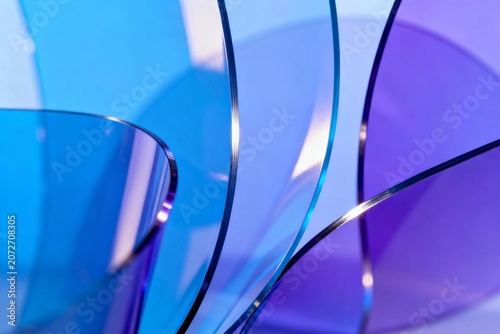 Abstract Glass Curves in Blue and Purple