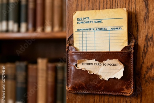 Vintage Library Card in Leather Pocket