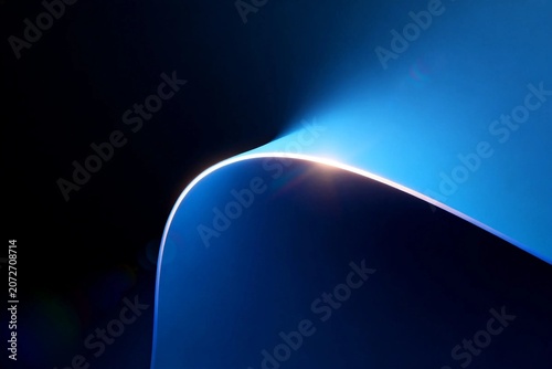 Abstract Blue Curve with Light Beam