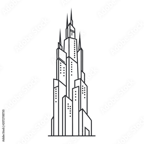 Skyscraper Vector Illustration of a Modern City Office Building Icon