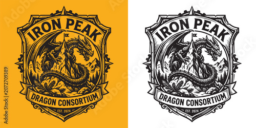 Photos Iron Peak Dragon Consortium Mountain Emblem Badge Design