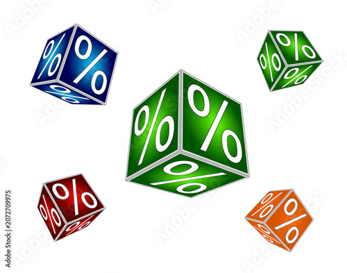 Cubes with percent symbol - 3D illustration