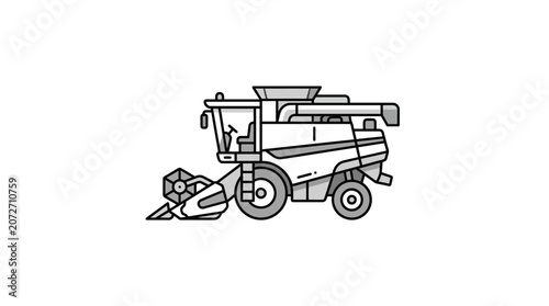 Industrial combine harvester machinery icon in side profile view.