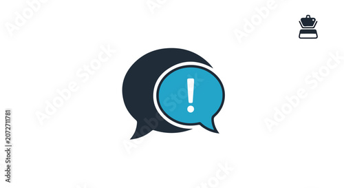 Tableau sur toile A blue and black speech bubble with an exclamation mark