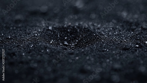 Abstract Macro Close-Up of Blue Liquid Ice and Wet Crystal Leaves in Winter Nature with Snow, Black Crystal Texture and Christmas Lights Glow