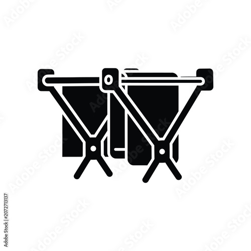 фотографія Two black fabric panels held taut on a portable display stand with clean lines d