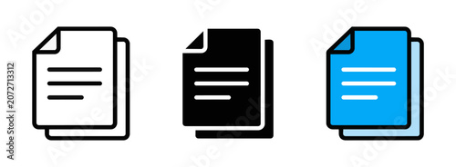 Fotografi Modern flat design icons showing three stylized document files with subtle shadi
