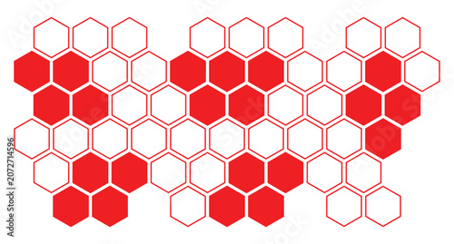 Seamless red hexagon honeycomb pattern geometric vector background texture with 3D hexagonal grid structure for technology business wallpaper design