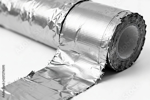 Roll of Reflective Aluminum Tape on White Background