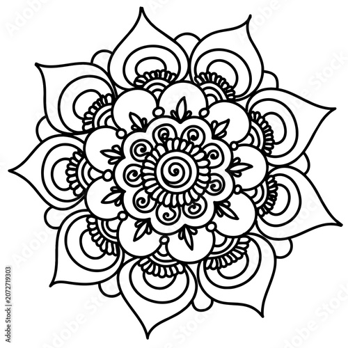 black and white mandala flower for coloring