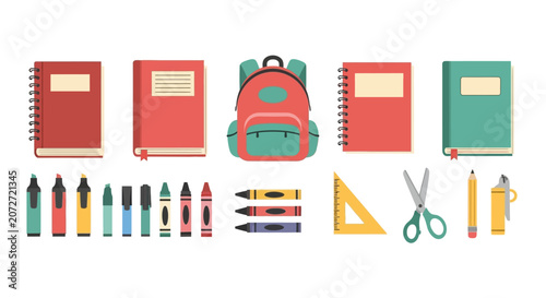 Billede på lærred Comprehensive school supplies set for student learning