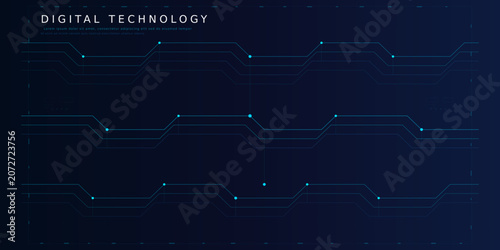 Digital technology abstract circuit board data flow lines graphic with high tech