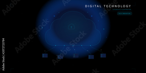 Cloud computing infrastructure dashboard interface with computing, technology