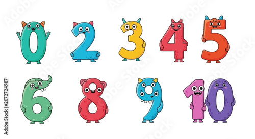 Fotografía Fun monster numbers zero to ten for children learning math