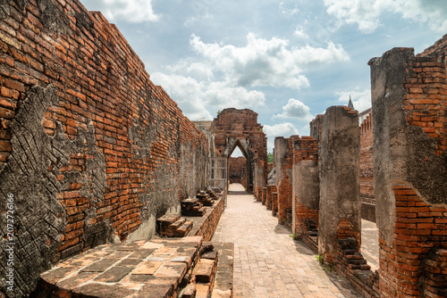 Prasat Nakhon Luang archaeological site, famous ancient Buddhist temple ruin in Ayutthaya, Thailand.