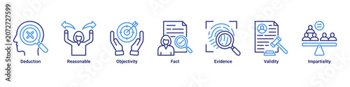 Fotografía Logical Judgment web banner icon vector illustration with icons of Deduction, Re