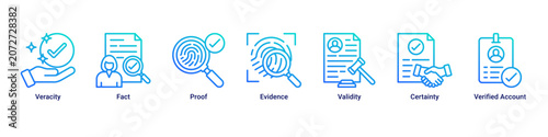 Foto Verified Facts web banner icon vector illustration with icons of Veracity, Fact,