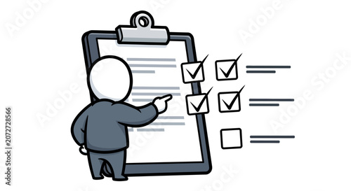 Man with clipboard checklist.