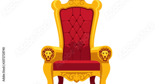 Golden throne with lions.